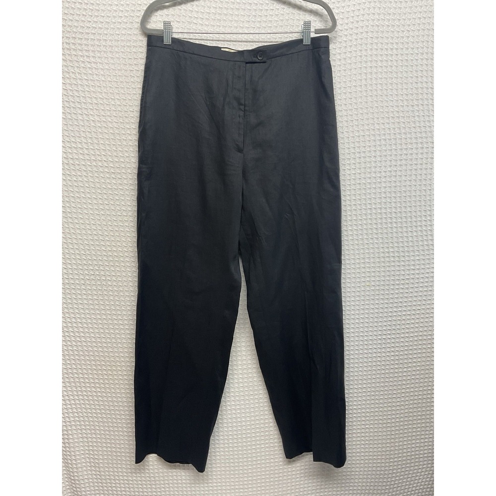Eddie Bauer 100%Linen Dress‎ Pants Women Sz 16 Black Vacation Busines New